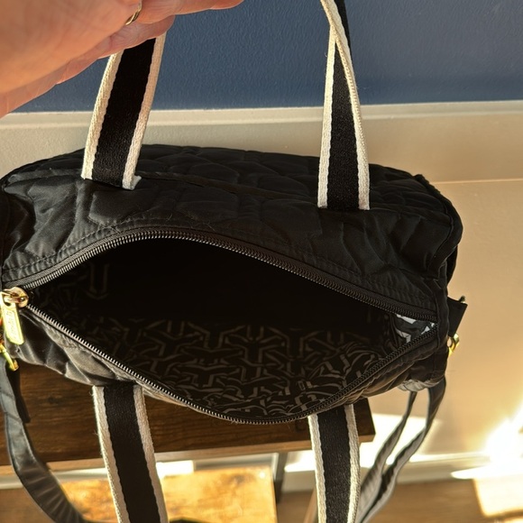 Cinda b Crossbody Satchel - black white and gold tone accents - Picture 9 of 14